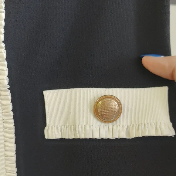 Black & White Off-Shoulder Button Front Dress - Picture 3 of 5